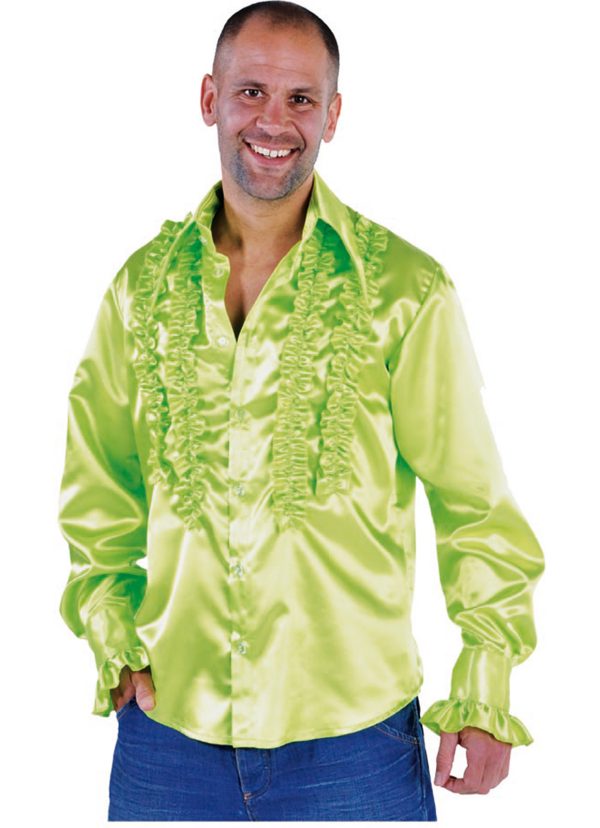 Rouches hemd groen