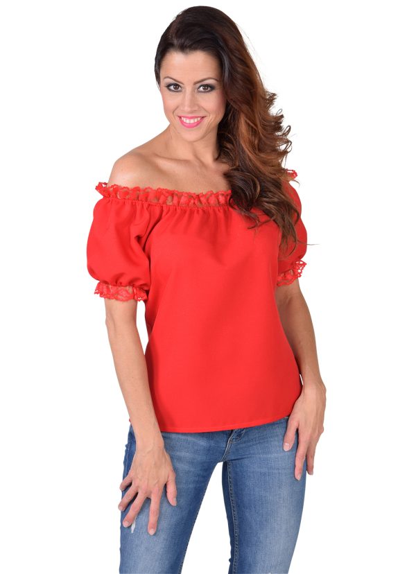 Blousje off shoulder rood