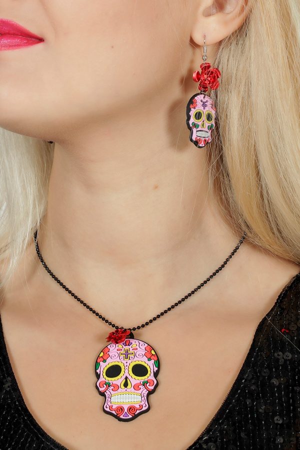 Ketting en oorbel day of the dead