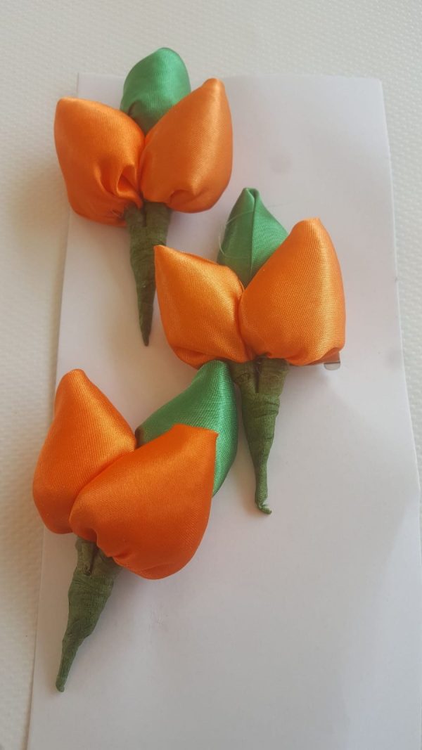 Speld tulpen groen/oranje