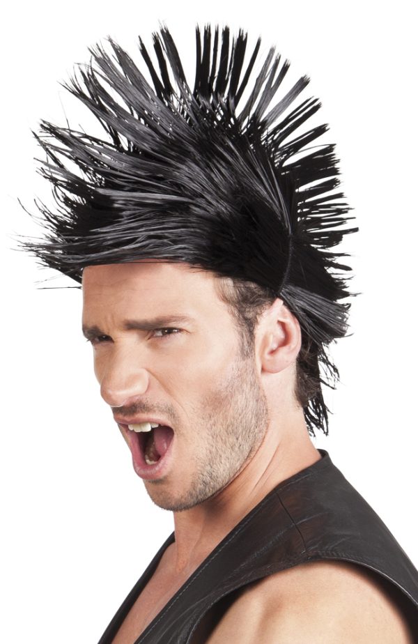 Pruik Spiky Mike zwart