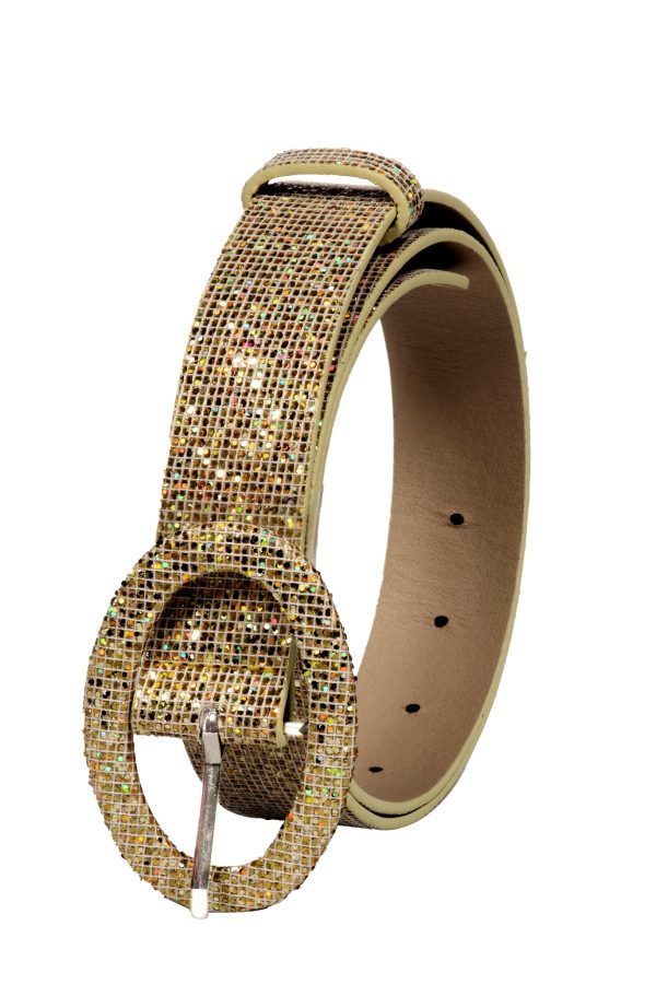 Glitter riem goud