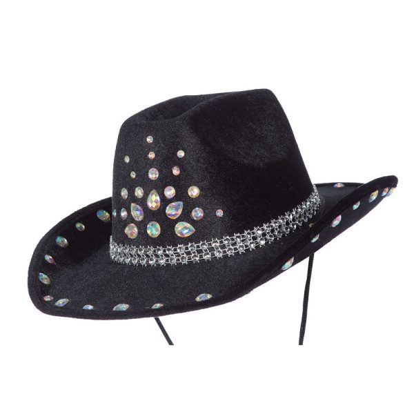 Cowboyhoed strass zwart