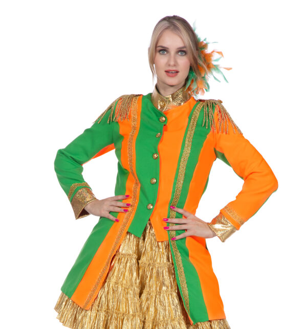 luxe groen oranje dames jas