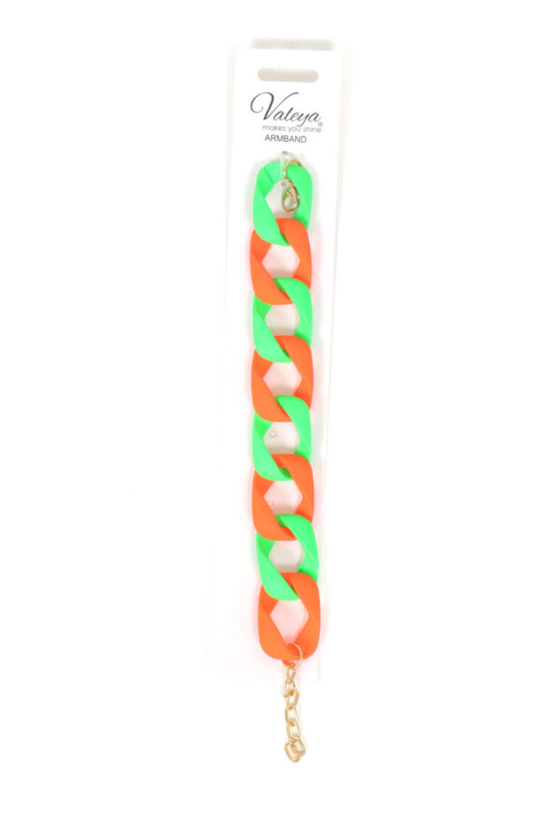 Armband oranje groen schakels