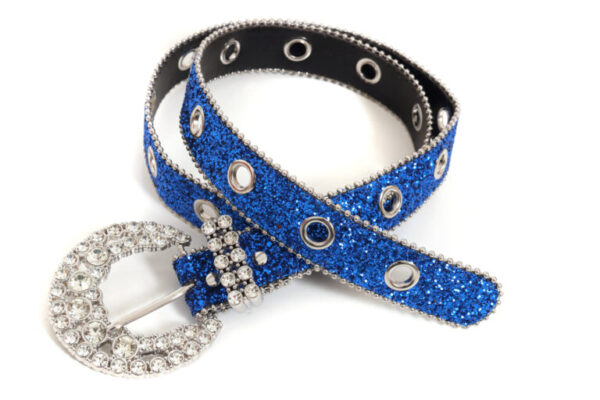 Riem strass smal blauw