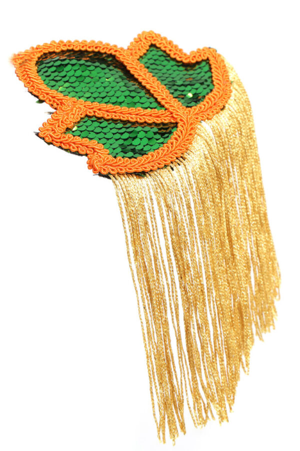 Schouder epauletten pailletten groen/oranje