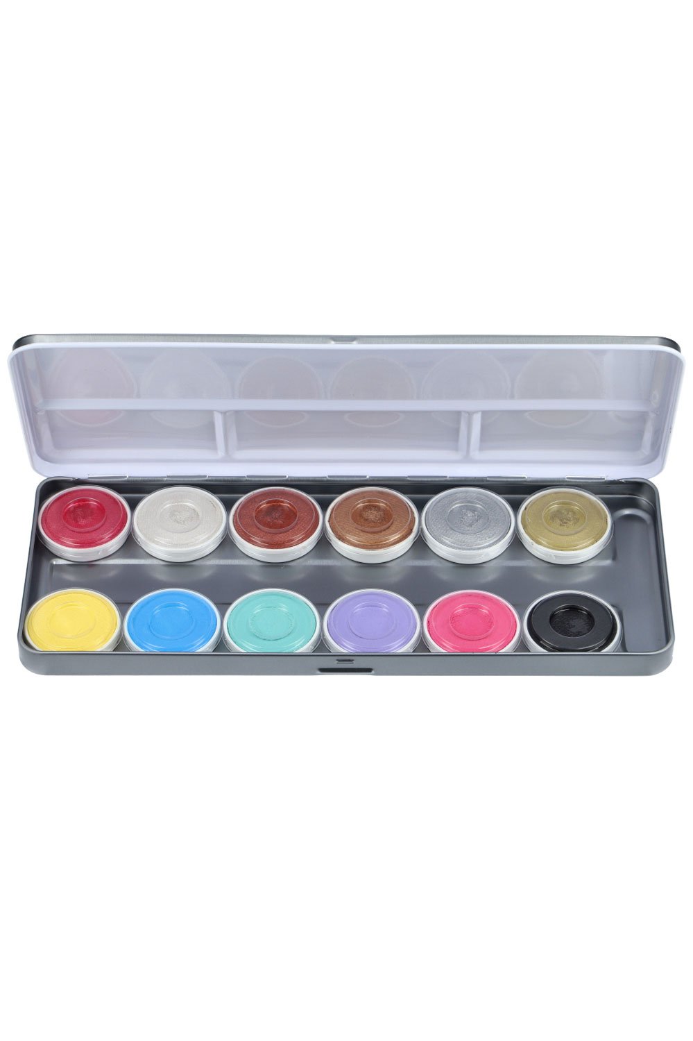 Aqua Face- and Bodypaint palette 12 colours DUO SHIMMER- AND PASTEL