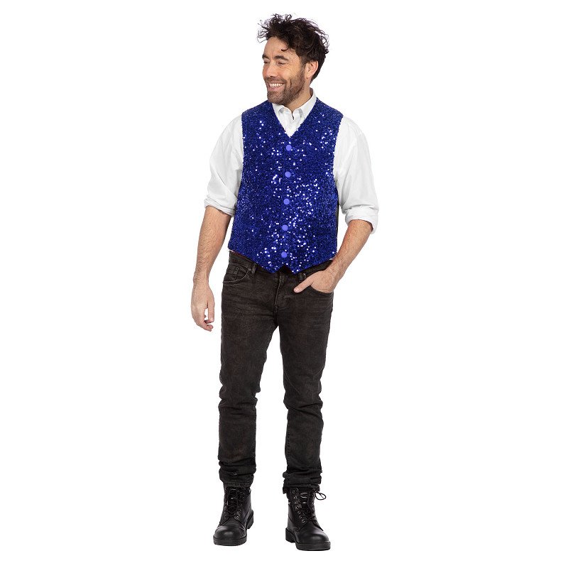 Luxe vest pailletten blauw