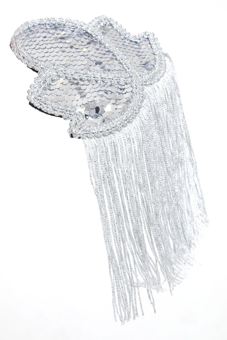 Schouder epauletten pailletten zilver